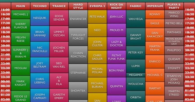 Pleasure Island – time-table!